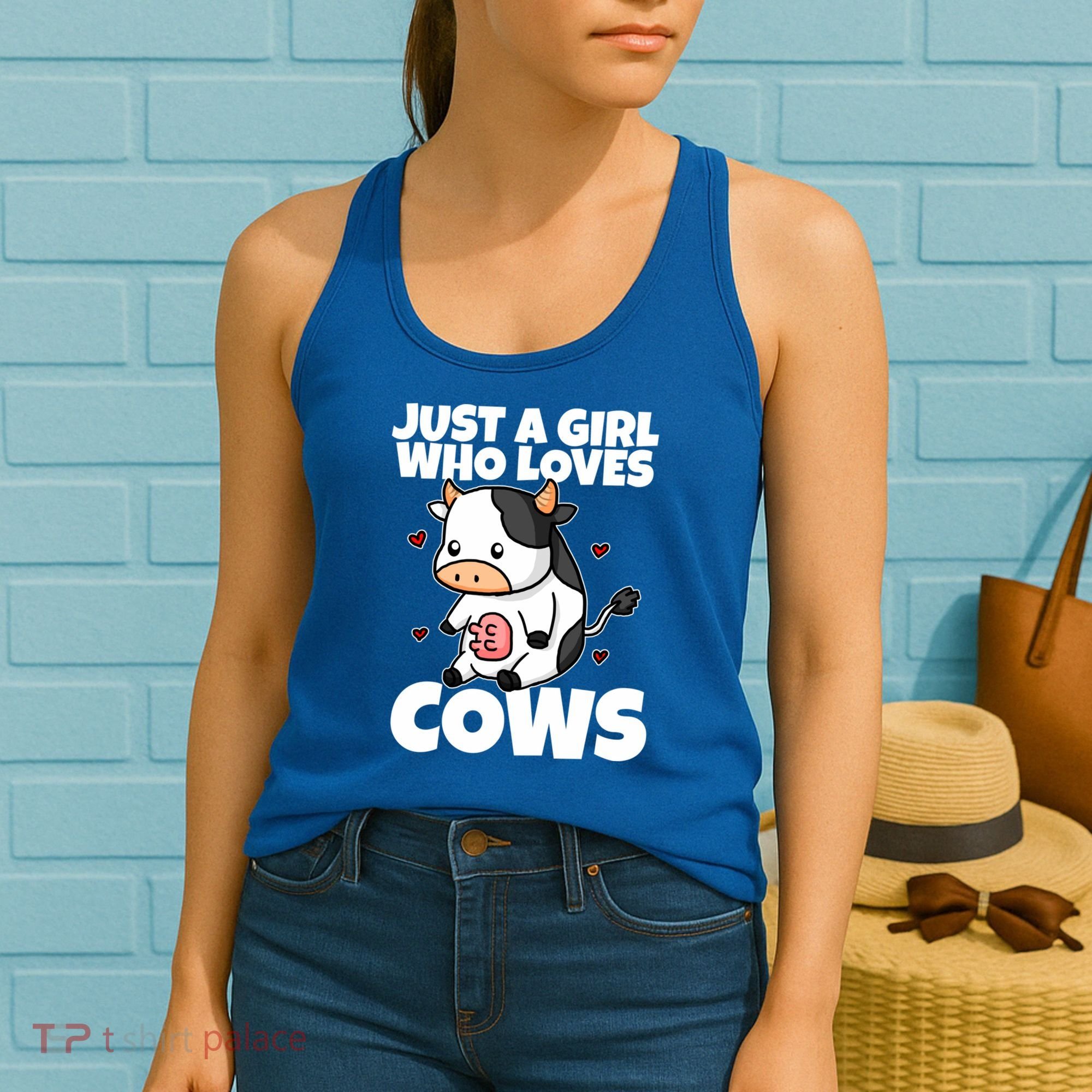 Just A Girl Who Loves Cow Cute Cow Costume Milk Farmer Gift Women's Tank Top
