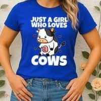 Just A Girl Who Loves Cow Cute Cow Costume Milk Farmer Gift Women's T-Shirt thumb 2