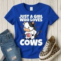 Just A Girl Who Loves Cow Cute Cow Costume Milk Farmer Gift Women's T-Shirt thumb 3