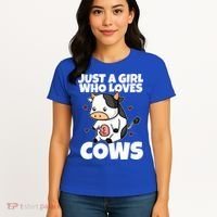 Just A Girl Who Loves Cow Cute Cow Costume Milk Farmer Gift Women's T-Shirt thumb 4