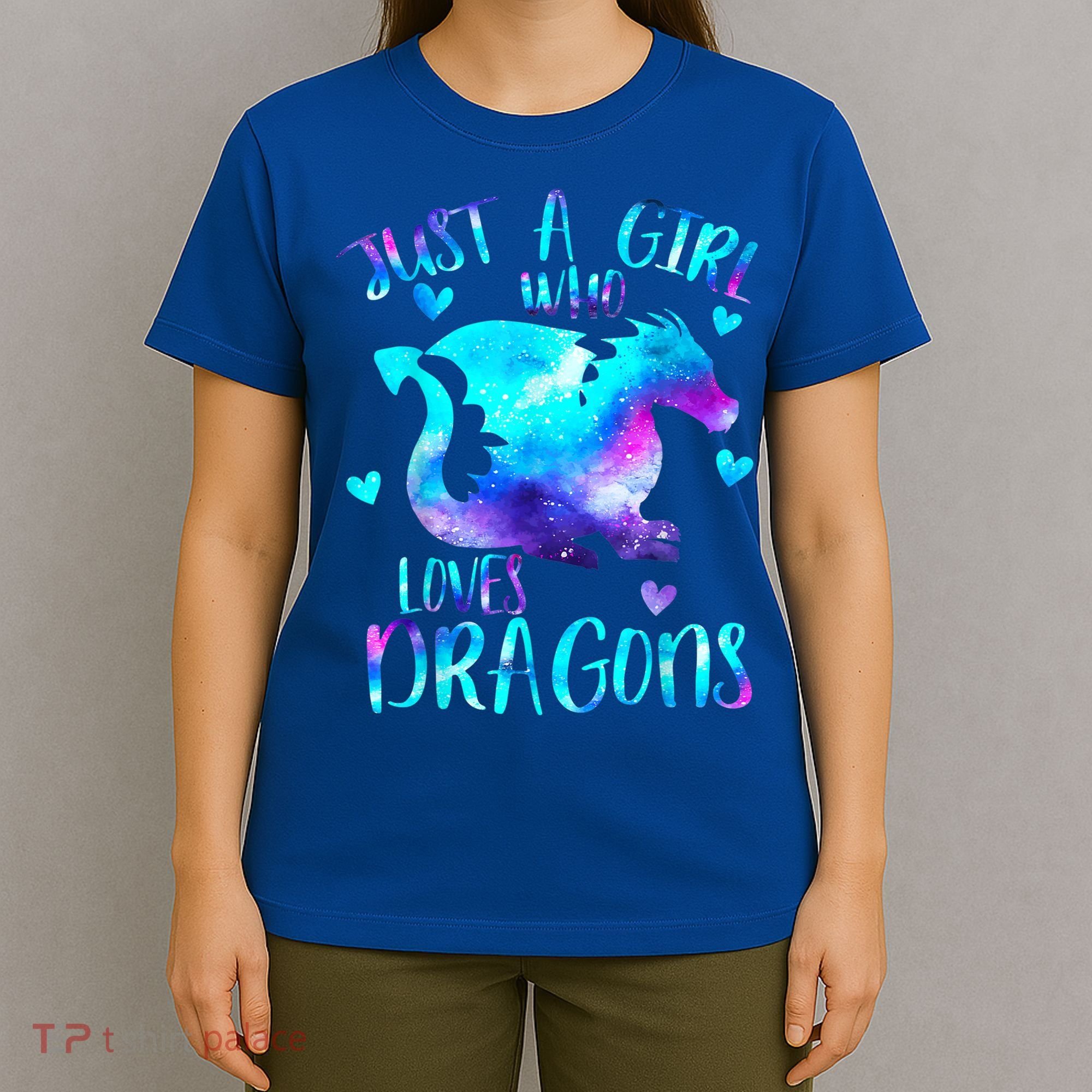 Just A Girl Who Loves Dragons Galaxy Space Dragon Cute Gift For Girls T-Shirt