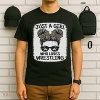 Just A Girl Who Loves Wrestling Funny Wrestle Lover Wrestler T-Shirt thumb 6