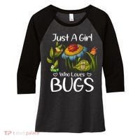 Just A Girl Who Loves Bugs Gift For Bugs Catcher Women's Tri-Blend 3/4-Sleeve Raglan Shirt thumb 0