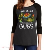 Just A Girl Who Loves Bugs Gift For Bugs Catcher Women's Tri-Blend 3/4-Sleeve Raglan Shirt thumb 2