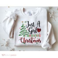Just A Girl Who Loves Christmas Festive Sweatshirt thumb 2