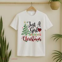 Just A Girl Who Loves Christmas Festive T-Shirt thumb 2