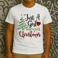 Just A Girl Who Loves Christmas Festive T-Shirt thumb 3
