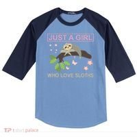 Just A Girl Who Loves Sloths Raglan Baseball Sleeve Shirt thumb 0