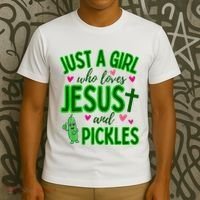 Just A Girl Who Loves Jesus And Pickles T-Shirt thumb 3