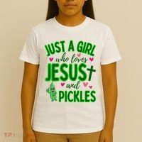 Just A Girl Who Loves Jesus And Pickles T-Shirt thumb 4