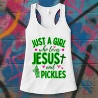 Just A Girl Who Loves Jesus And Pickles Women's Tank Top thumb 3
