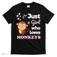 Just A Girl Who Loves Monkeys Girls Monkey T-Shirt thumb 0