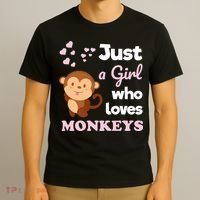 Just A Girl Who Loves Monkeys Girls Monkey T-Shirt thumb 3