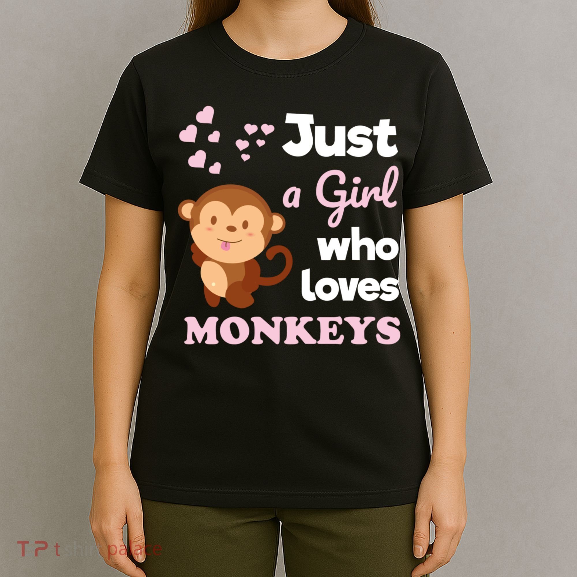 Just A Girl Who Loves Monkeys Girls Monkey T-Shirt