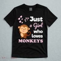 Just A Girl Who Loves Monkeys Girls Monkey T-Shirt thumb 5