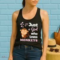 Just A Girl Who Loves Monkeys Girls Monkey Women's Tank Top thumb 2