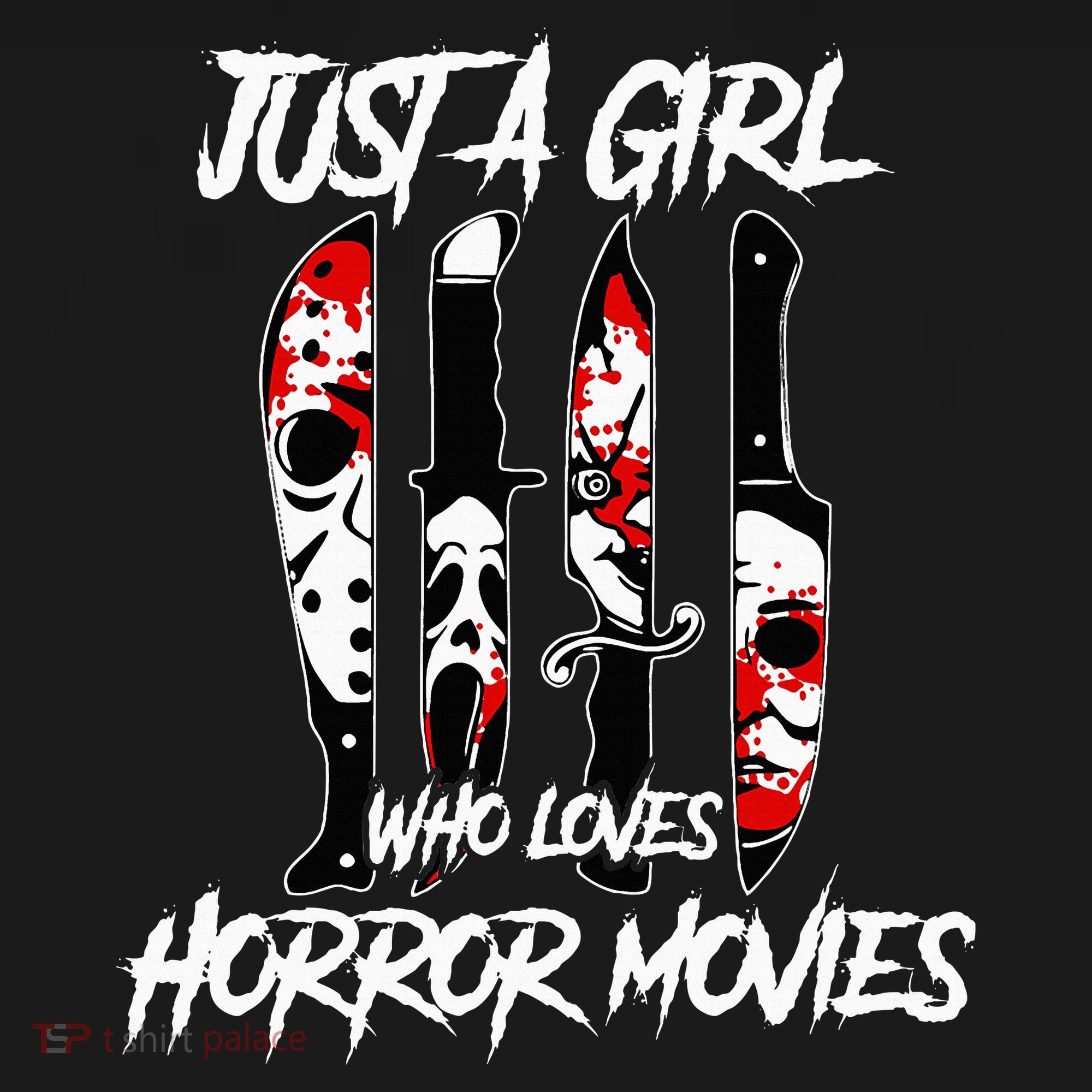 Just A Girl Who Loves Horror Movies Characters In Knives Bucket Hat