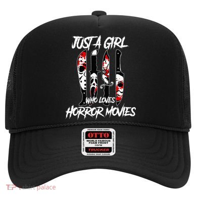 Just A Girl Who Loves Horror Movies Characters In Knives Hat