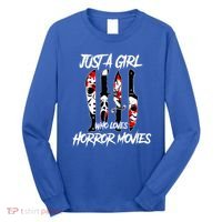 Just A Girl Who Loves Horror Movies Characters In Knives Long Sleeve Shirt thumb 0