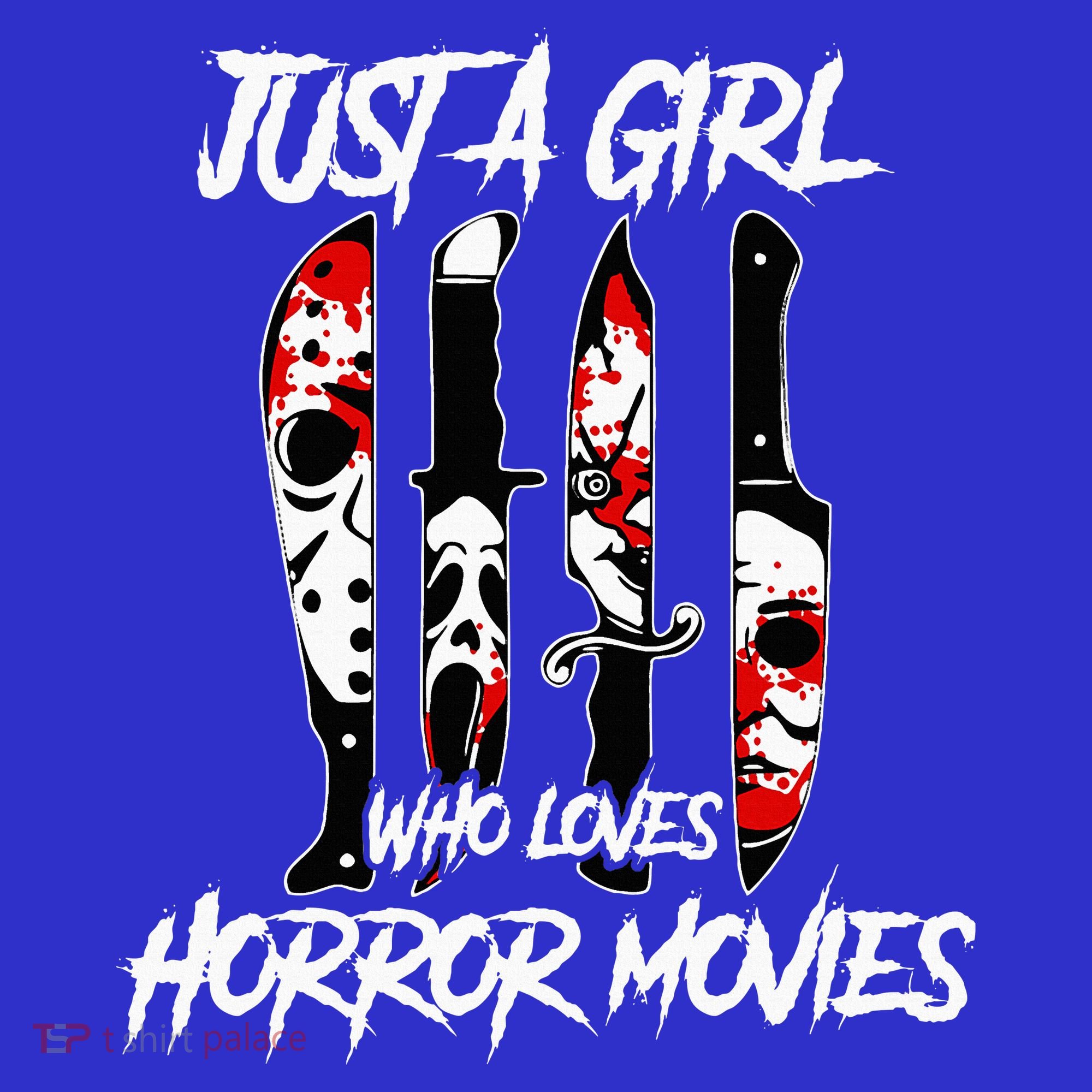 Just A Girl Who Loves Horror Movies Characters In Knives Sweatshirt