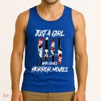 Just A Girl Who Loves Horror Movies Characters In Knives Tank Top thumb 3