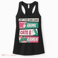 Just A Girl Who Loves Anime Cats And Ramen Women's Tank Top thumb 0