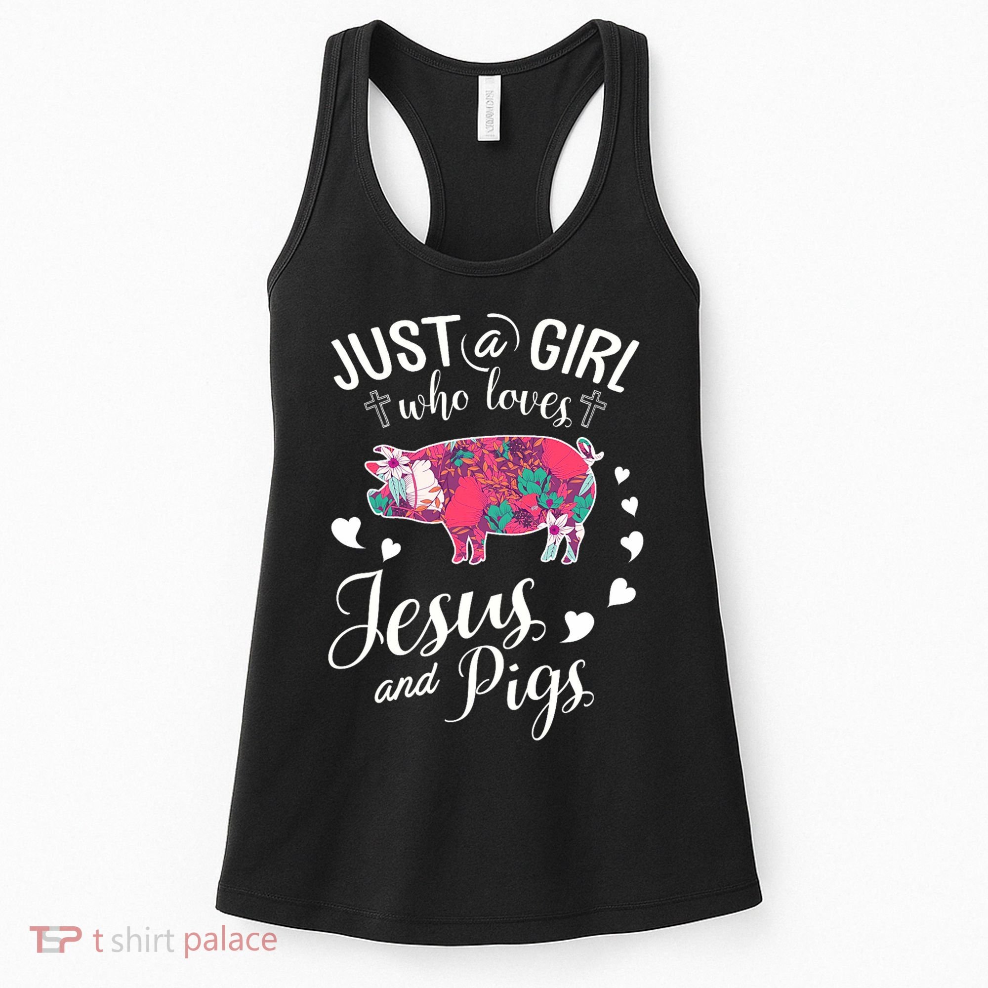 Just A Girl Who Loves Jesus And Pigs Farmer Lover Women's Tank Top