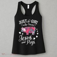 Just A Girl Who Loves Jesus And Pigs Farmer Lover Women's Tank Top thumb 3