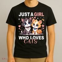 Just A Girl Who Loves Cats Cute Cat Lover T-Shirt thumb 3