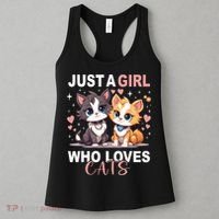 Just A Girl Who Loves Cats Cute Cat Lover Women's Tank Top thumb 3