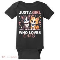 Just A Girl Who Loves Cats Cute Cat Lover Baby Bodysuit thumb 0