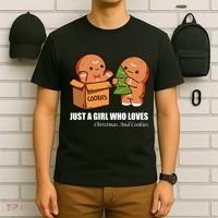 Just A Girl Who Loves Christmas And Cookies T-Shirt thumb 6