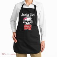 Just A Girl Who Loves Horror Movie Halloween Scary Ghost Apron thumb 2
