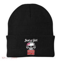 Just A Girl Who Loves Horror Movie Halloween Scary Ghost Beanie thumb 0