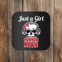 Just A Girl Who Loves Horror Movie Halloween Scary Ghost Coaster thumb 0