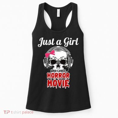 Just A Girl Who Loves Horror Movie Halloween Scary Ghost Women's Tank Top