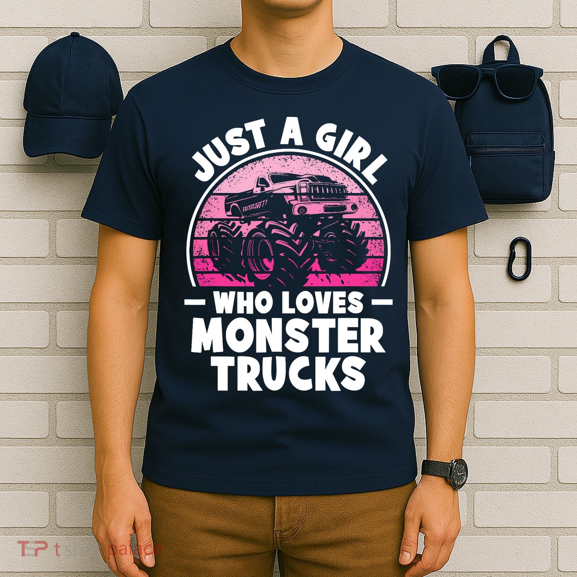 Just A Girl Who Loves Monster Trucks Funny Monster Truck T-Shirt