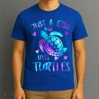 Just A Girl Who Loves Turtles Galaxy Space Sea Turtle Lover Meaningful Gift T-Shirt thumb 3