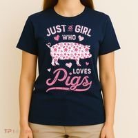 Just A Girl Who Loves Pigs Funny Pig Lover T-Shirt thumb 4