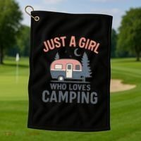 Just a Girl Who Loves Camping Golf Towel thumb 1