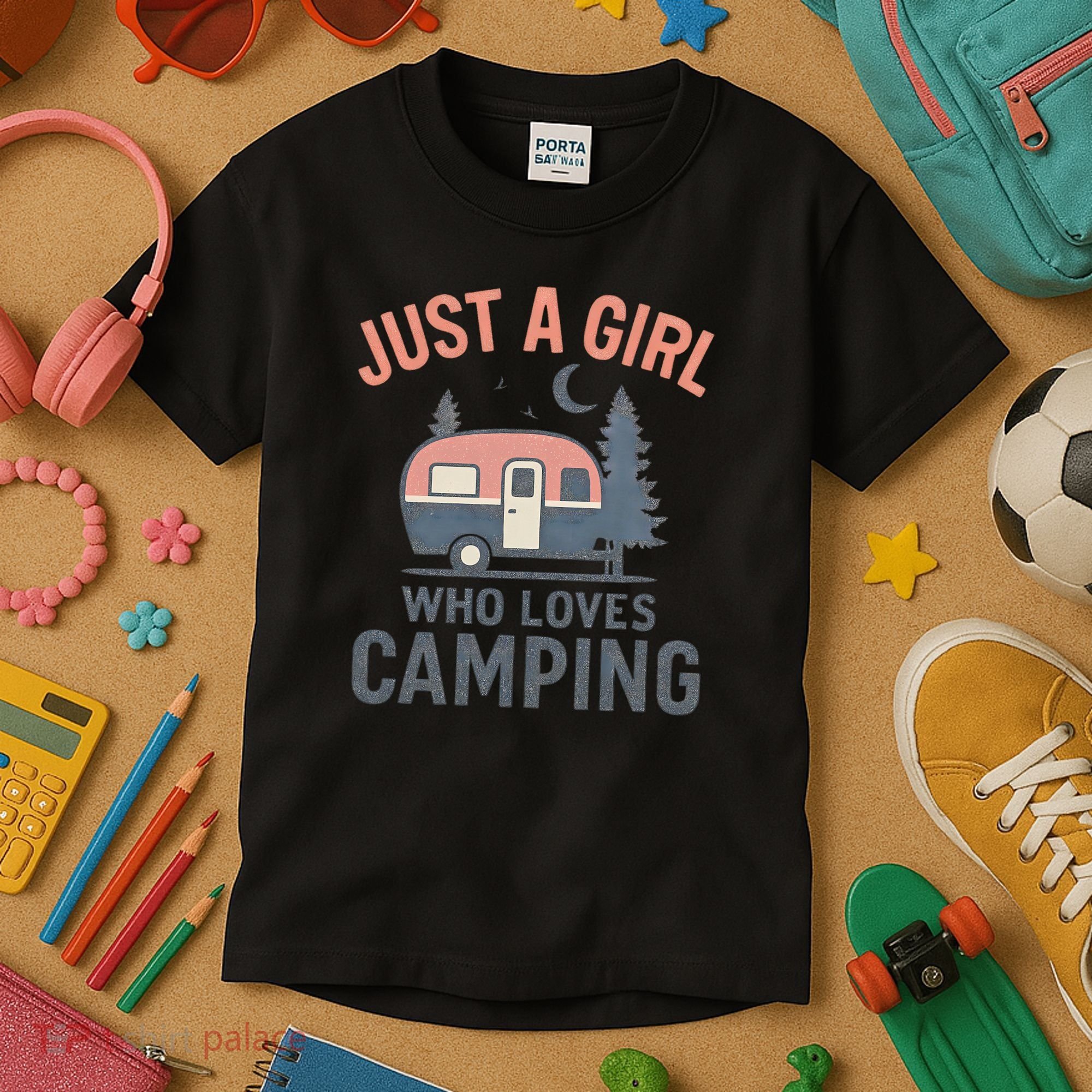 Just a Girl Who Loves Camping Kids T-Shirt
