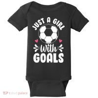 Just A Girl With Goals Funny Soccer Baby Bodysuit thumb 0