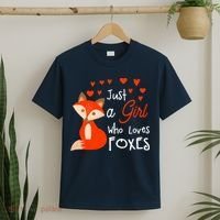 Just a girl who loves foxes - Cute looking fox T-Shirt thumb 2