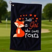 Just a girl who loves foxes - Cute looking fox Golf Towel thumb 1