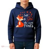 Just a girl who loves foxes - Cute looking fox Kids Hoodie thumb 4