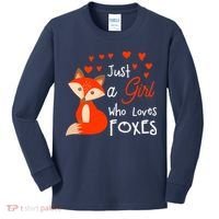 Just a girl who loves foxes - Cute looking fox Kids Long Sleeve Shirt thumb 0