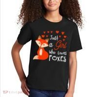 Just a girl who loves foxes - Cute looking fox Kids T-Shirt thumb 2
