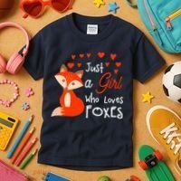 Just a girl who loves foxes - Cute looking fox Kids T-Shirt thumb 3
