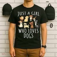 Just A Girl Who Loves Dogs Funny Puppy T-Shirt thumb 6
