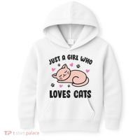 Just A Girl Who Loves Cats Kids Hoodie thumb 0
